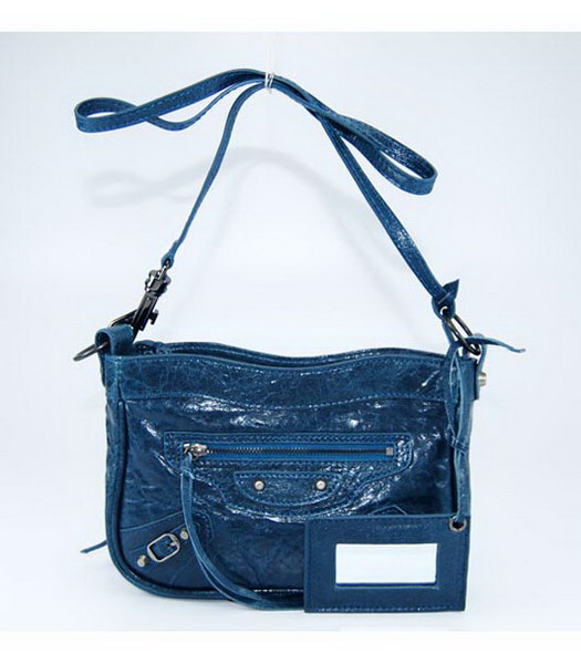 Balenciaga Classic Ticket Pochette in pelle di agnello Blu Zaffiro